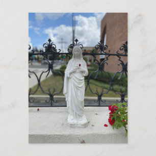 Maria med hjärteblomma vykort