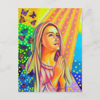 Maria moders bön med ljus ovanifrån vykort