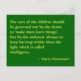 Maria Montessori-citattnr 1-vykort Vykort