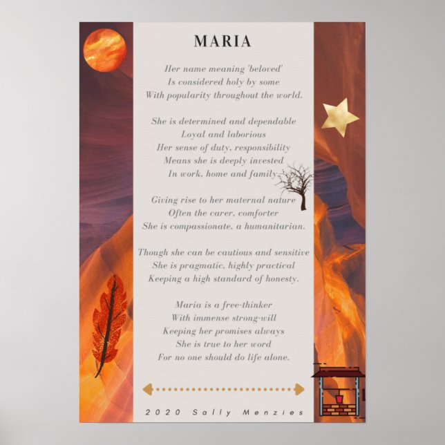 ’Maria’ Namn Dikt Poster (Framsidan)