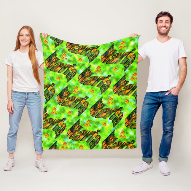 Maria Namn Logotyp med Orange Daisy, Fleecefilt (På plats)