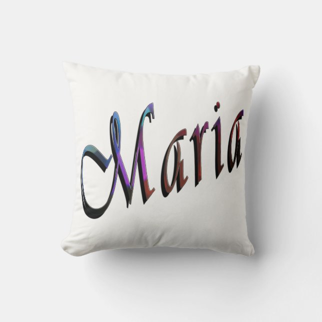 Maria, Namn, Logotyp, Vit Throw Cushion. Kudde (Framsida)