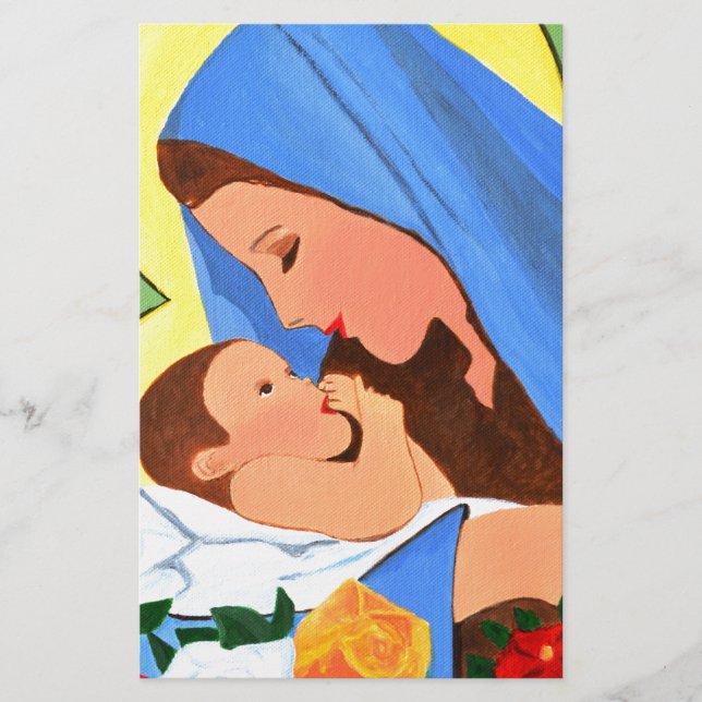 Maria och baby Jesus Brevpapper (Framsida)