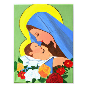 Maria och en baby Jesus-utskrift Fototryck