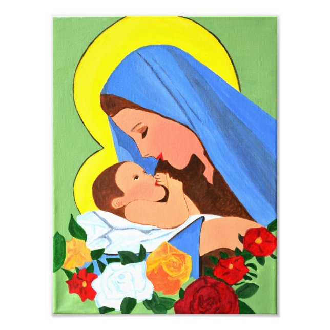 Maria och en baby Jesus-utskrift Fototryck (Framsidan)