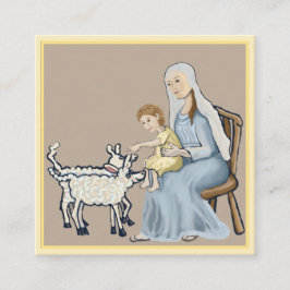 Maria och Jesus hälsar lammen