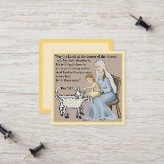 Maria och Jesus hälsar lammen