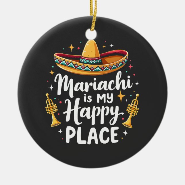 Mariachi är min musiksaxofon i Lycklig Ställe Mexi Julgransprydnad Keramik (Framsidan)