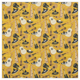 Mariachi Band Instrument Mönster Tyg