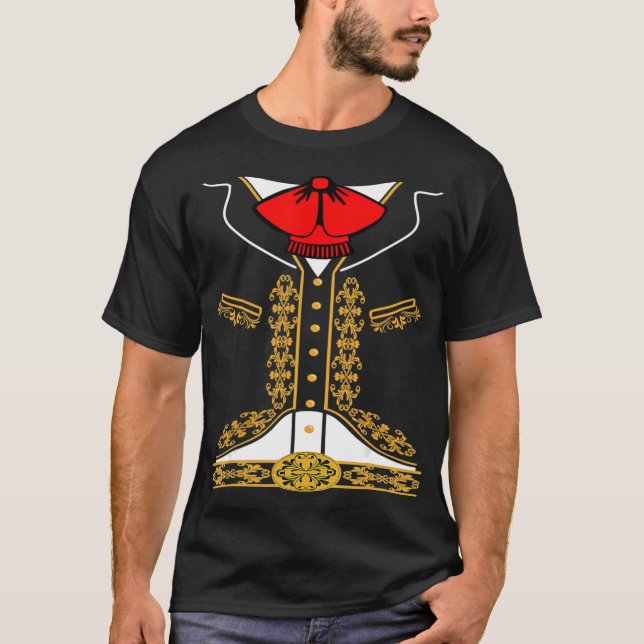 Mariachi Charro Mexican Costume for Cinco De Mayo T Shirt (Framsida)