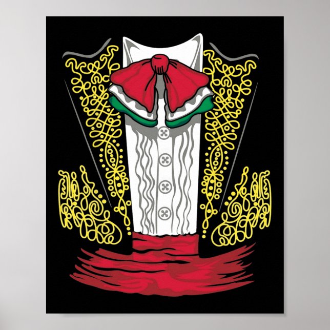 Mariachi Charro Mexican Costume for Dia de Los Mue Poster (Framsidan)