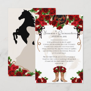 Mariachi Charro Röd ros Quinceanera Info Tilläggskort