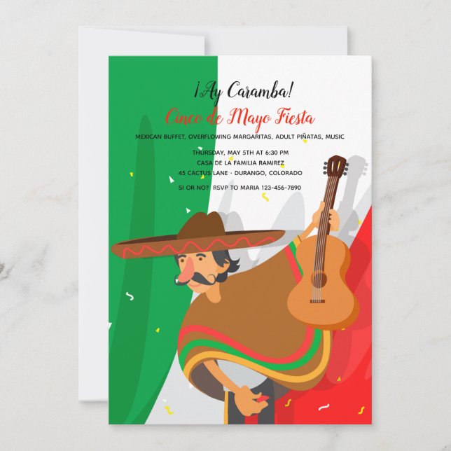 Mariachi Cinco de Mayo bjudan Inbjudningar (Framsida)