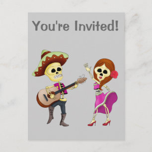 Mariachi Dansande Par Dag Av De Döda Inbjudan Vykort