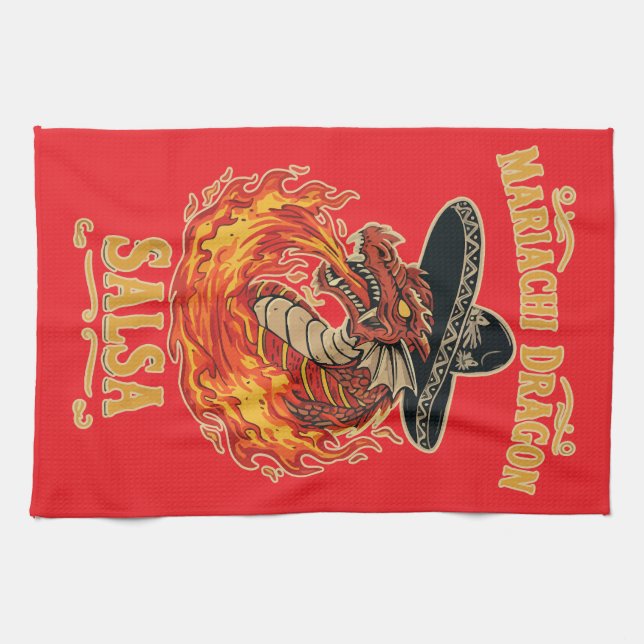 Mariachi Dragon Salsa Kökshandduk (Horisontell)