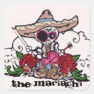 Mariachi Fyrkantigt Klistermärke