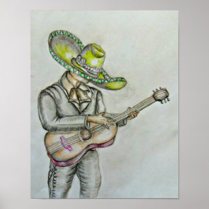 Mariachi med gitarren poster