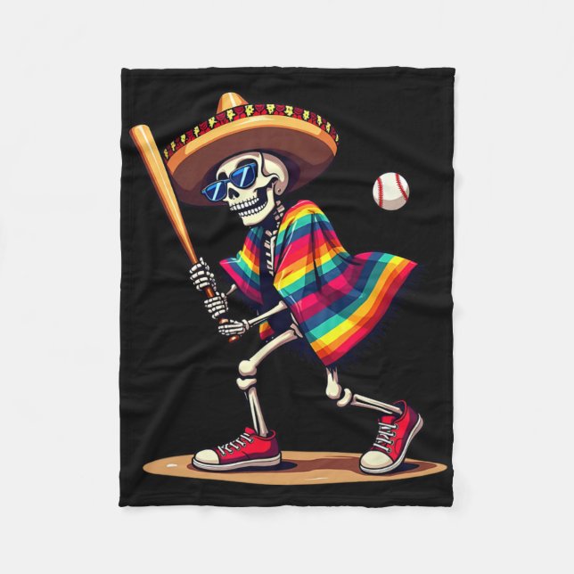 Mariachi Skeleton Baseball Cinco De Mayo Mexican S Fleecefilt (Framsidan)