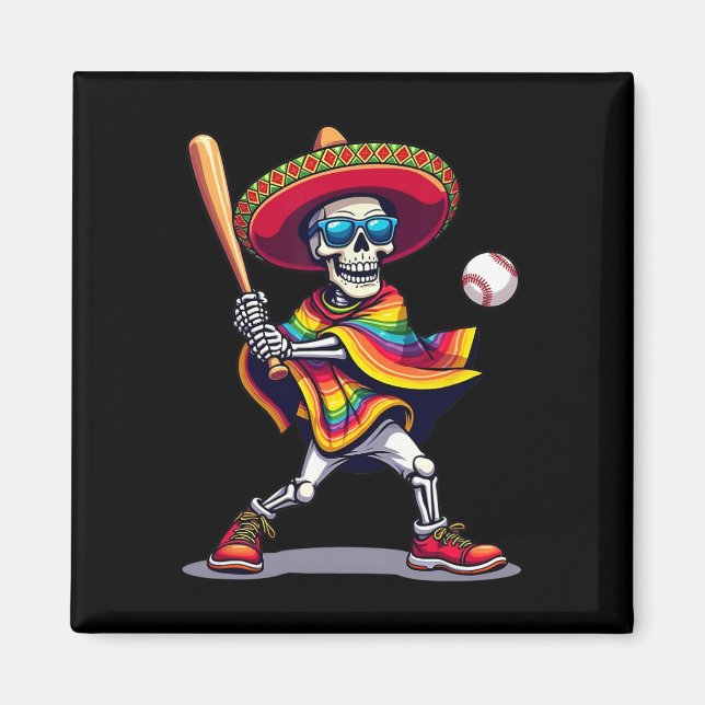 Mariachi Skeleton Baseball Cinco De Mayo Mexican S Magnet (Framsidan)