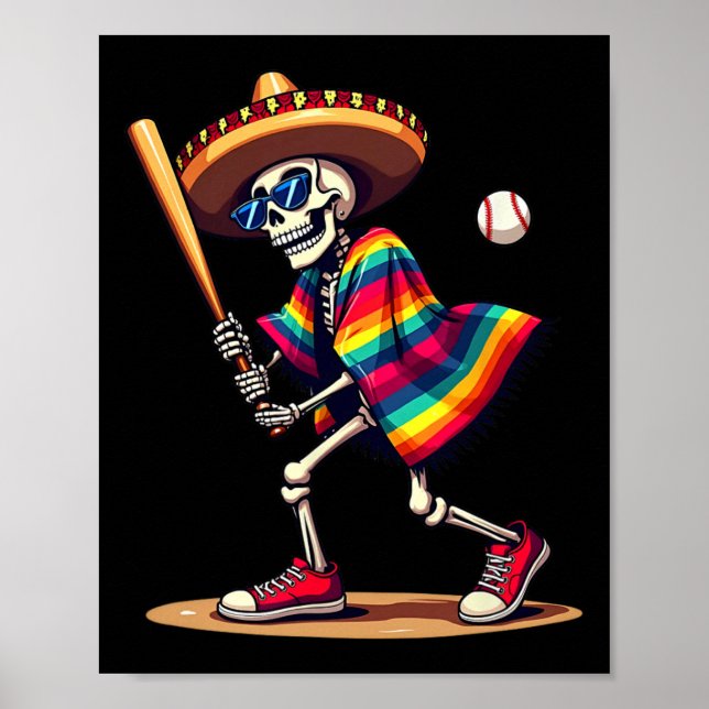 Mariachi Skeleton Baseball Cinco De Mayo Mexican S Poster (Framsidan)