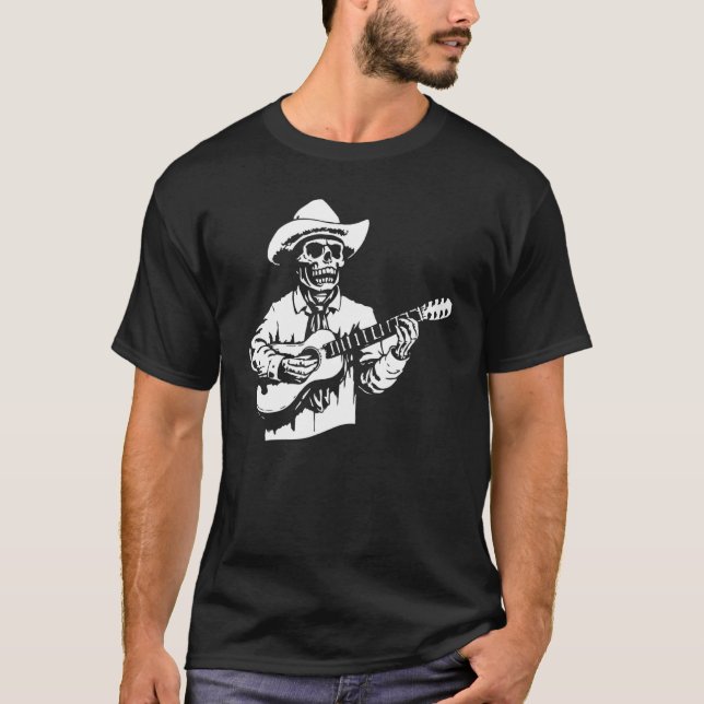 Mariachi Skeleton Dia De Los Muertos Mexikanska da T Shirt (Framsida)