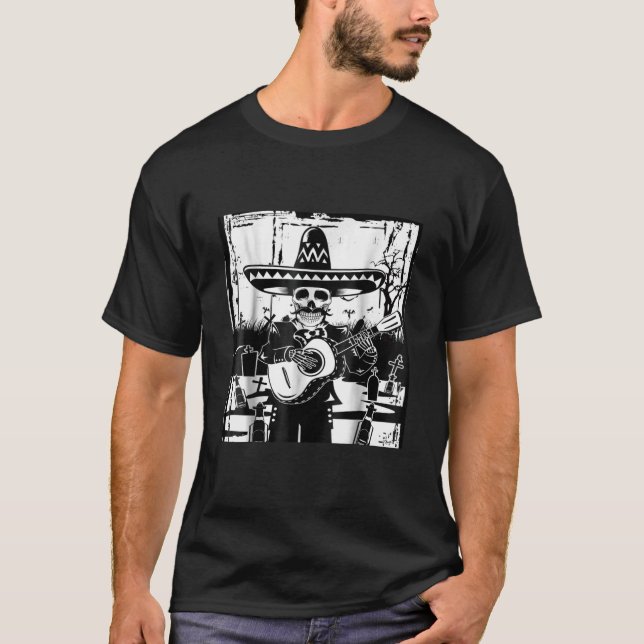 Mariachi Skeleton Dia De Los Muertos Tequila T T Shirt (Framsida)