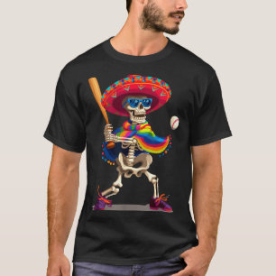 Mariachi skelett baseboll cinco de mayo mexikansk t shirt