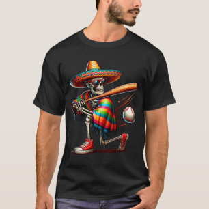Mariachi skelett baseboll cinco de mayo mexikansk t shirt