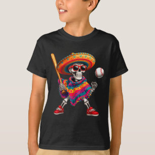 Mariachi skelett baseboll cinco de mayo mexikansk t shirt