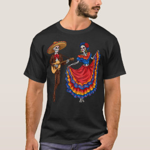Mariachi Skelettpar Gitarrdans Dag för de döda T Shirt