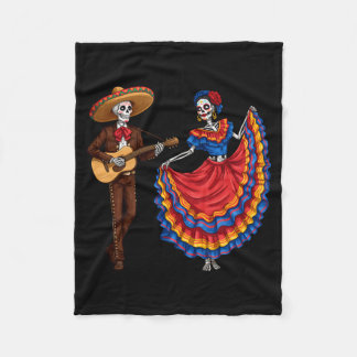 Mariachi Skelettpar Guitar Dans Dag För De Fleecefilt