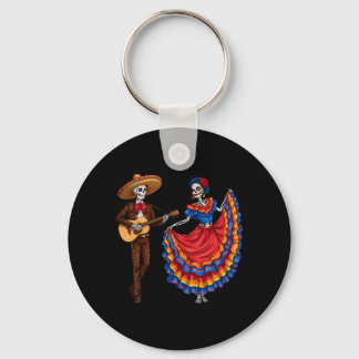 Mariachi Skelettpar Guitar Dans Dag För De Nyckelring