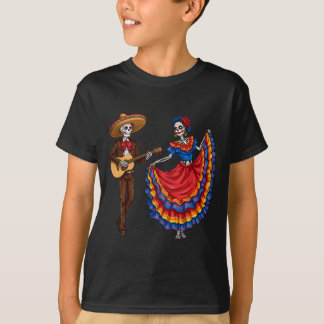 Mariachi Skelettpar Guitar Dans Dag För De T Shirt