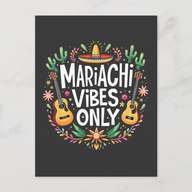 Mariachi Vibes Endast Mexico Saxophone Music Älska Vykort (Framsida)