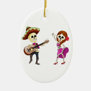 Mariachidansday of the dead kopplar ihop julgransprydnad keramik