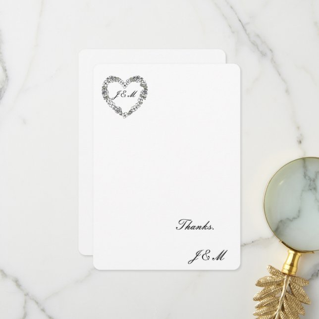 mariage noir et blanc coeur floral tack kort (Fram/Back In Situ)