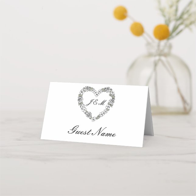 Mariage Noir et Blanc Placeringskort (Framsida)