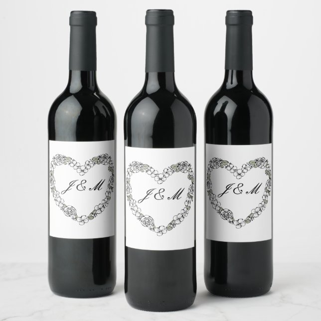  mariage noir et blanc vinflaska etikett (Flaskor)