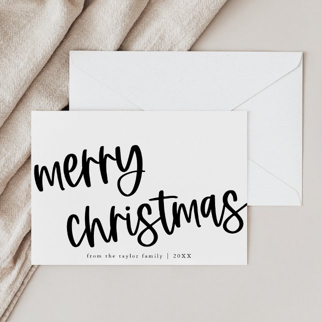 MARIAH Black Cute Trendig Family God jul Julkort (MARIAH Black Cute Trendy Family Merry Christmas Holiday Card)