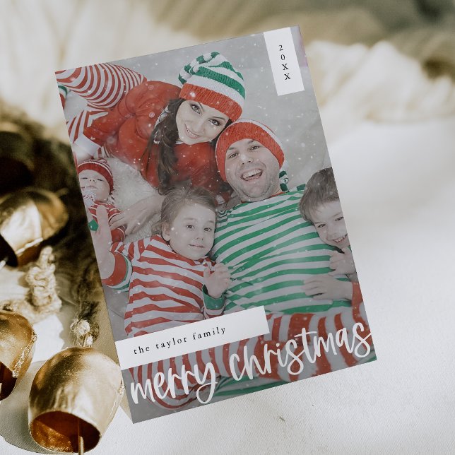 MARIAH Black Easy Modern Family Photo jul Julkort (MARIAH Black Easy Modern Family Photo Christmas Holiday Card)
