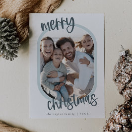 MARIAH Blue Retro Family Roligt - Julfoto - MARIAH Julkort