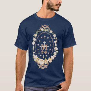 Marian Catholique Virgin Mary Marian Kor Blommigt T Shirt