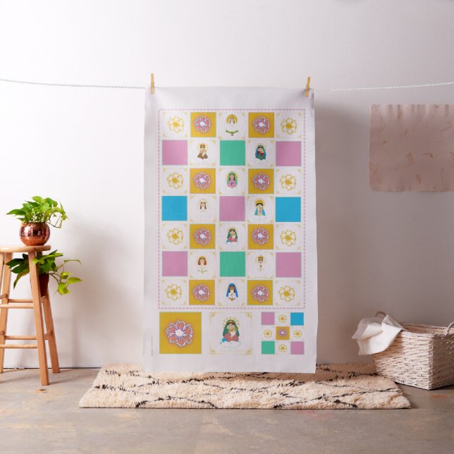 Marian Cute Saint Baby Quilt Squares Tyg (In Situ)
