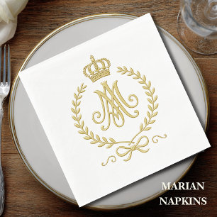 Marian Kronmonogram i Guld Katolsk Pappersservett