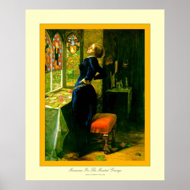 Mariana in the Moated Grange~John Everett Millais Poster (Framsidan)