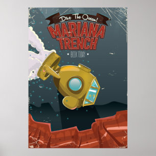Marianas Trench vintage tecknad-reseaffisch. Poster