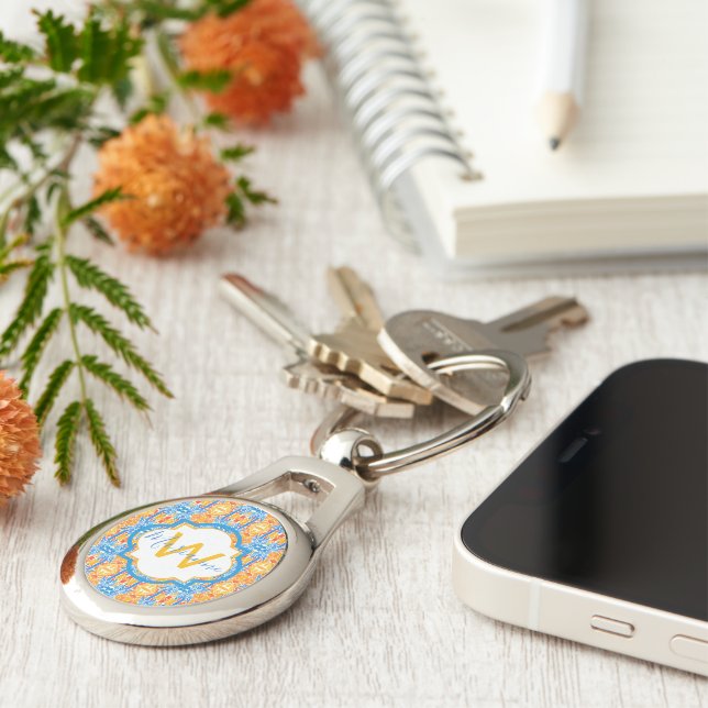 Marianne Mosaic Key Chain Ovalt Silverfärgad Nyckelring (Sidan)