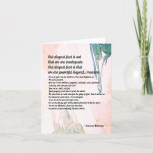 Marianne Williamson Deepest Fear Quote Blank Kort