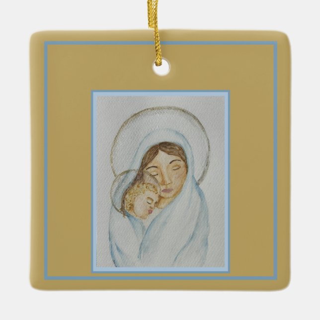 Marias mantel & julbarn julgransprydnad keramik (Framsida)