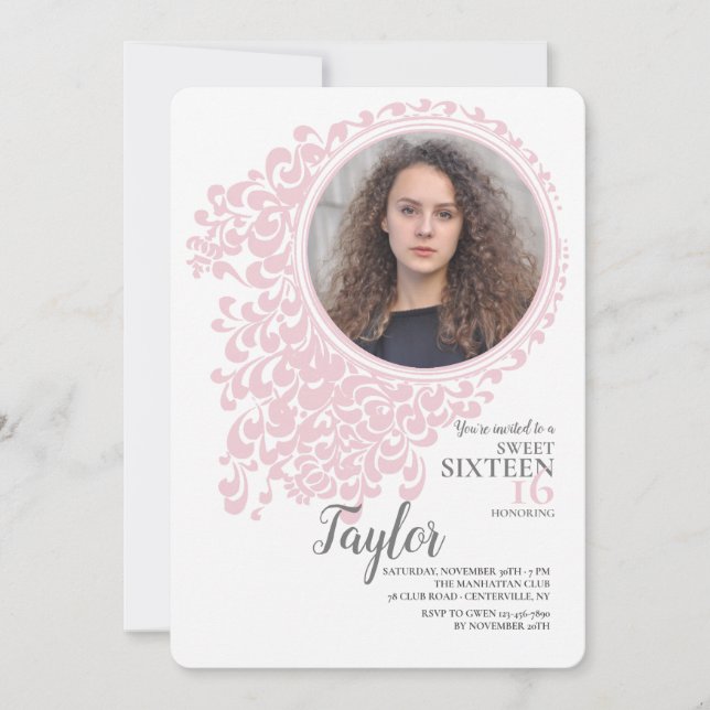 Marias sextonårs fotoinbjudan inbjudningar (Framsida)